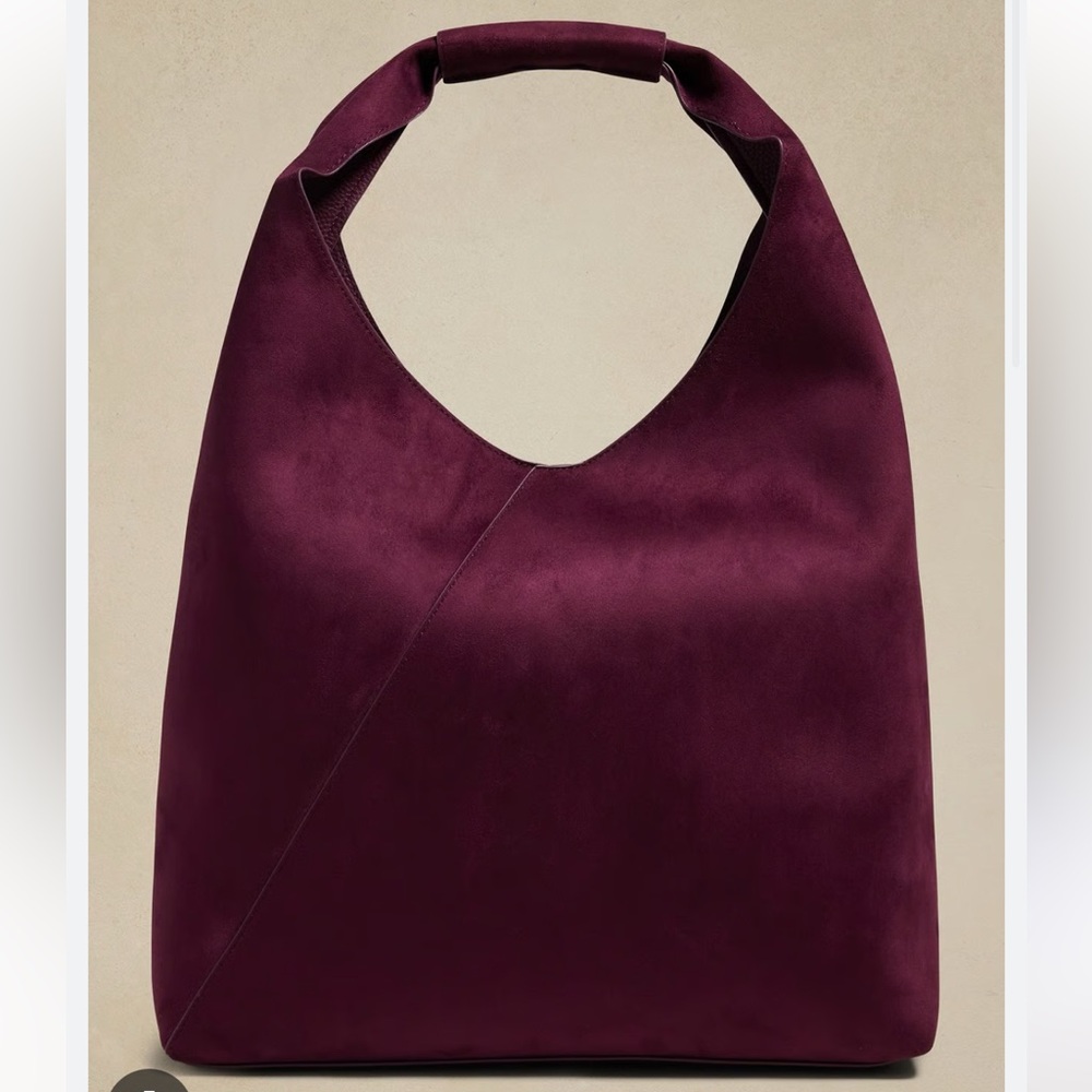 Slouchy Burgundy Suede Tote Bag